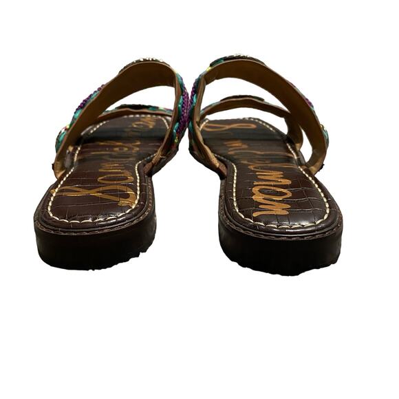 Sam Edelman Hardyn Concho Embroidered Sandal Size 9.5 Brown Slip On Flat - Picture 5 of 10